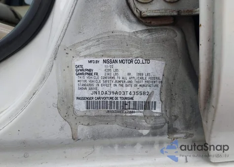 2003 Nissan Maxima Gle from USA, damaged, VIN JN1DA31A03T435582